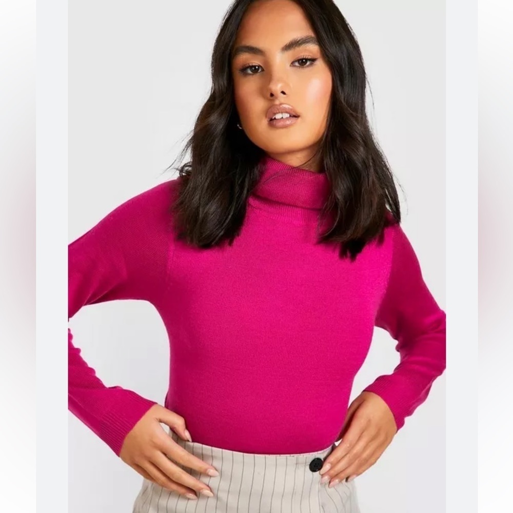 Zara • Small • Barbie Pink Cropped Turtle Neck Sweater